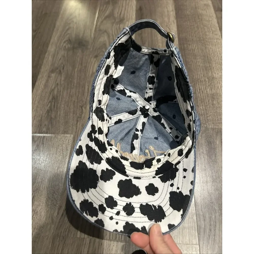 Howdy Denim And Cow Print Hat